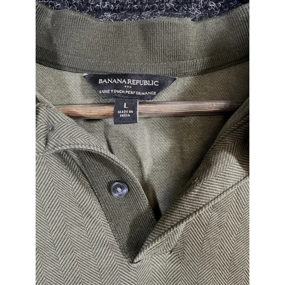 Banana Republic Luxe Touch Polo Shirt Short Sleeve Casual Top Olive‎ L